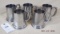 Five pewter tankards with glass bottoms