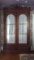 Oak linen chest with double arched glass doors