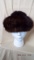 Mink hat, brown, elastic band, made in Canada