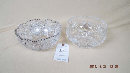 Two cut glass bowls