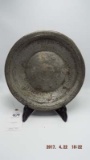 17th century hammered pewter pan 12