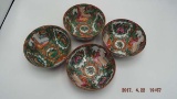 Four rose medallion like rice bowls