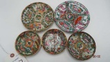 Rose medallion like group of 5 misc. Saucers