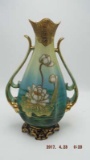 Hand painted water lily vase