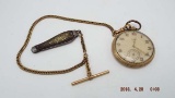 Pocket watch with chain fob & pocket knife