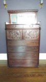 Mahogany chests of drawers with mirror