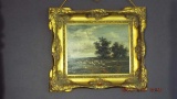 Oil on canvas in ornate gilded frame