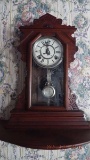 Mantle clock with etched glass front & key