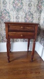 Oak two drawer lamp table