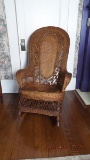 High back wicker rocker