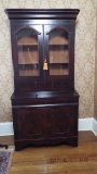 18th century walnut desk w/ glass pane cabinet