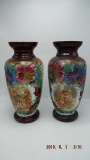 Pair of hand painted vases