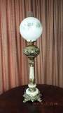 Electrified hand painted globe lamp