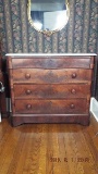 Walnut chest with bowed marble top, 4 drawers,