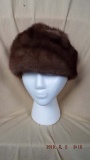 Mink hat, dark brown, silk lined