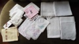 Group of linens (handkerchiefs, doilies, etc.)
