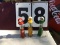 Toy ESSO, Shell, Sinclair metal gas pumps, approx. 7 1/2