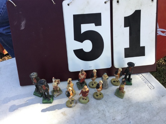 Group of Colonial figurines & "Amish" type ceramic, approx. 13 total