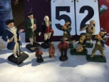 Group of Colonial & Amish figurines, appear to be metal, approx. 10 total