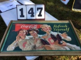 Antique Coca Cola Sign (poster type, framed), approx. 37