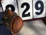 Old hand-made wooden decanter or canteen, pine wood