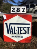 Val-Test Hardware sign, metal, red/white/blue, 29 1/2