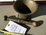 Brass Mortar & Pestle, approx. 8