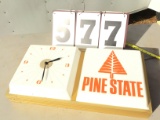 Pine State Lighted Clock, electric, orange on white, 24 1/2