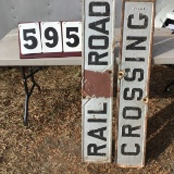 Iron Railroad Crossing Sign, stamped 