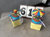 Mechanical Wind-up Toys (pair), carnival rides, colorful with original boxes