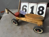 Radio Flyer Childs Riding Toy, 4 wheels, wood body, good working order 18