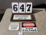 Group of metal signs; double sided 