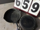 Group of 2 cast iron fry pans 10 1/2