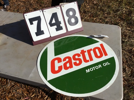 Round metal Castrol sign, single-sided, 22" diameter