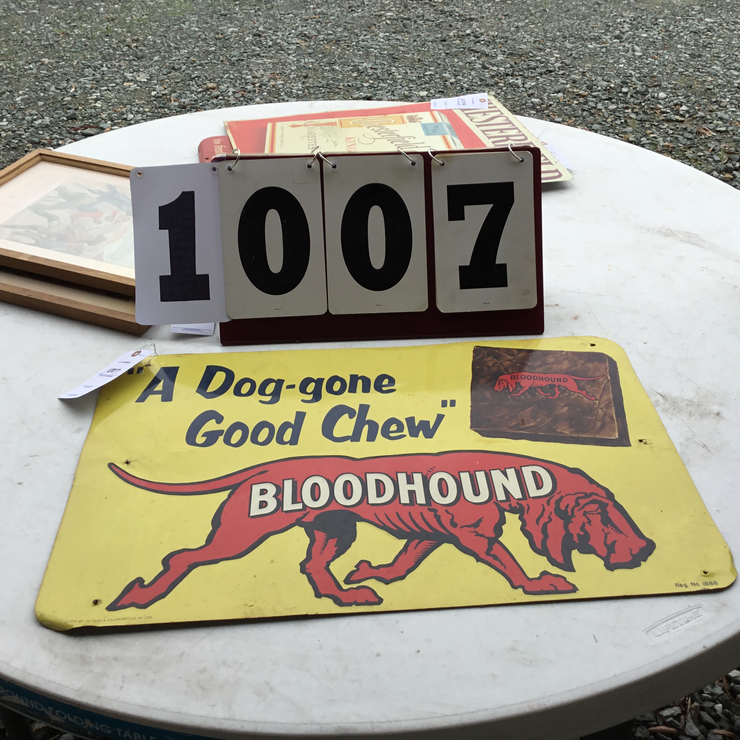 Bloodhound Chewing Tobacco metal sign, registered