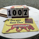 Bloodhound Chewing Tobacco metal sign, registered #1888, approx. 27 1/2