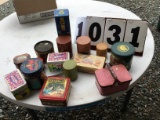 Box of 15 miscellaneous tin containers, various shapes & sizes