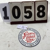 Atlantic Coastline Railroad metal sign w/ grommets, approx. 9