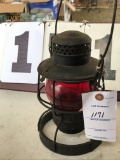 Adlake railroad lantern, red globe, stamped C&O on top & on globe