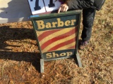Standing wood Barber Shop sign, double-sided, made by American Standard Mfg. Co., 20