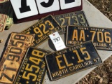 Group of 6 license plates, 1956-1957, NC