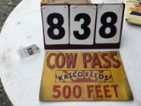 Cow Pass advertising sign, approx. 11 1/2