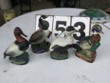 Set of 4 Duck & Goose decanters, 1st, 2nd, 3rd & 4th Commemerative Lord Calvert, approx. 10