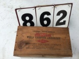 Wooden box stamped/painted Western World Champion Ammo on all 4 sides, approx. 8