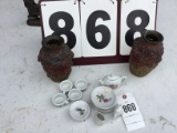 Child's tea set & 2 vases, ceramic