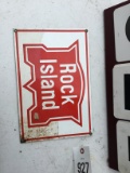 Rock Island metal sign, approx. 12