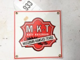 M-K-T Katy Railroad metal sign, approx. 8