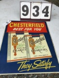 Chesterfield Cigarettes metal sign, approx. 23 1/2