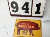 People's Meat metal sign, approx. 13 3/4