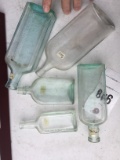 Set of 5 old glass bottles